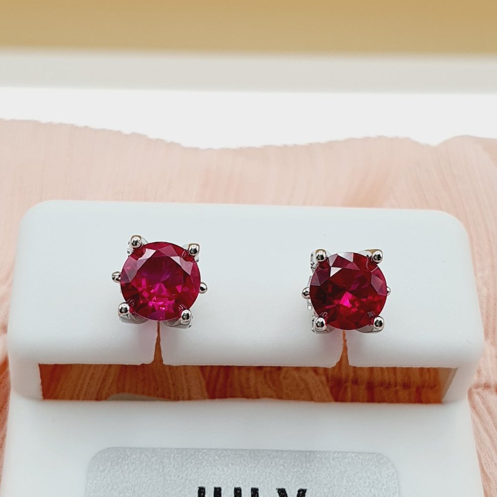 "Birthstone S925 Sterling Silver CZ Stud Earrings for Women/Girl, US19251046